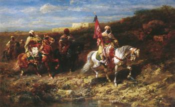Adolf Schreyer : arab horseman in a landscape II